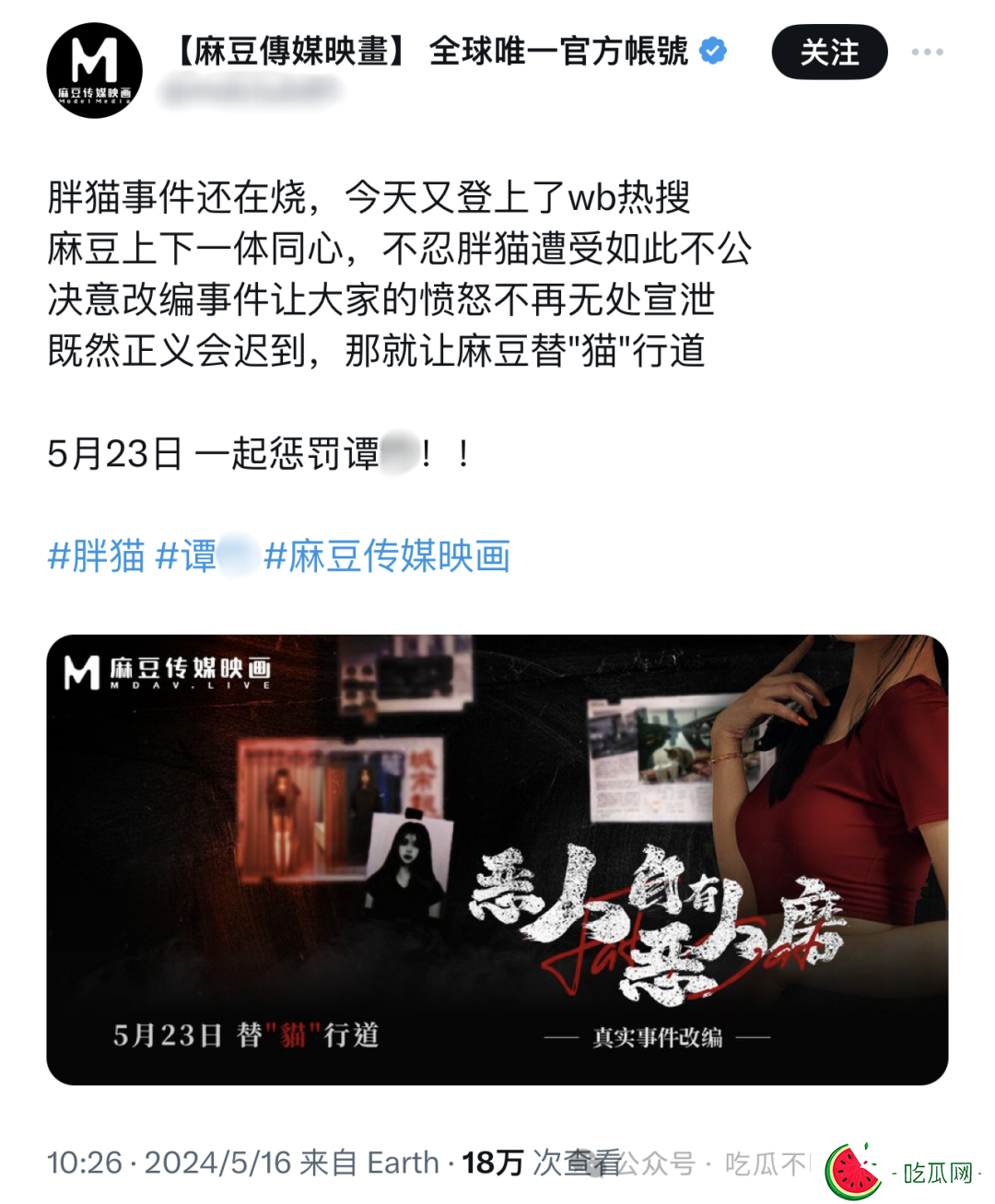 “胖猫”事件大结局，麻豆传媒或成最大“输家”