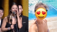 林心如公开多款泳装照，一图造型别致网民关心有没有办法呼吸