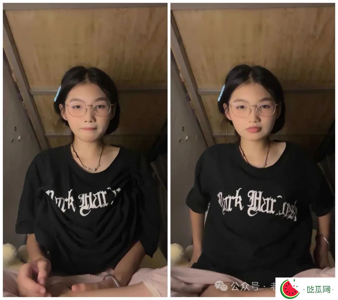 网络爆红的宿舍黑衣服眼镜妹困困兔