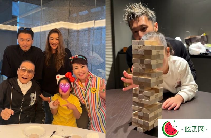 谢婷婷分享谢霆锋跟她女儿玩的照片。