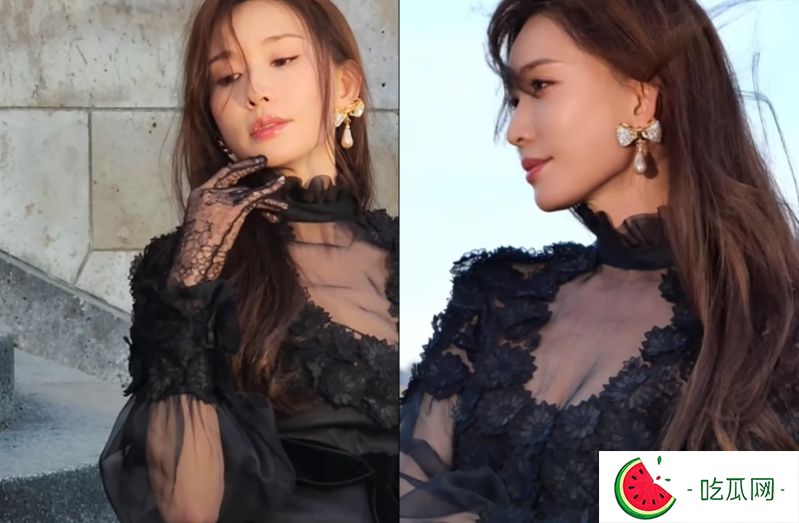 林志玲公开巴黎30秒片，黑纱透视洋装50岁身材全看光