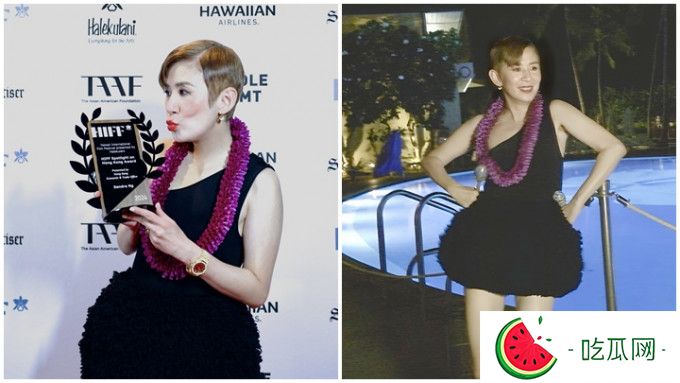 吴君如赴夏威夷接受“焦点香港影人”奖项，池畔大跳草裙舞