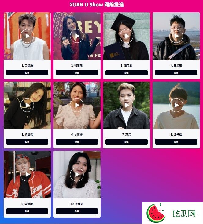 《X站UShow校园出道计划》Top10人选出炉！来看看他们的自制影片